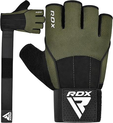 RDX Guantes de entrenamiento, correa de soporte de 15 pulgadas de largo, protección antideslizante de palma con 3 placas de alineación de muñeca,