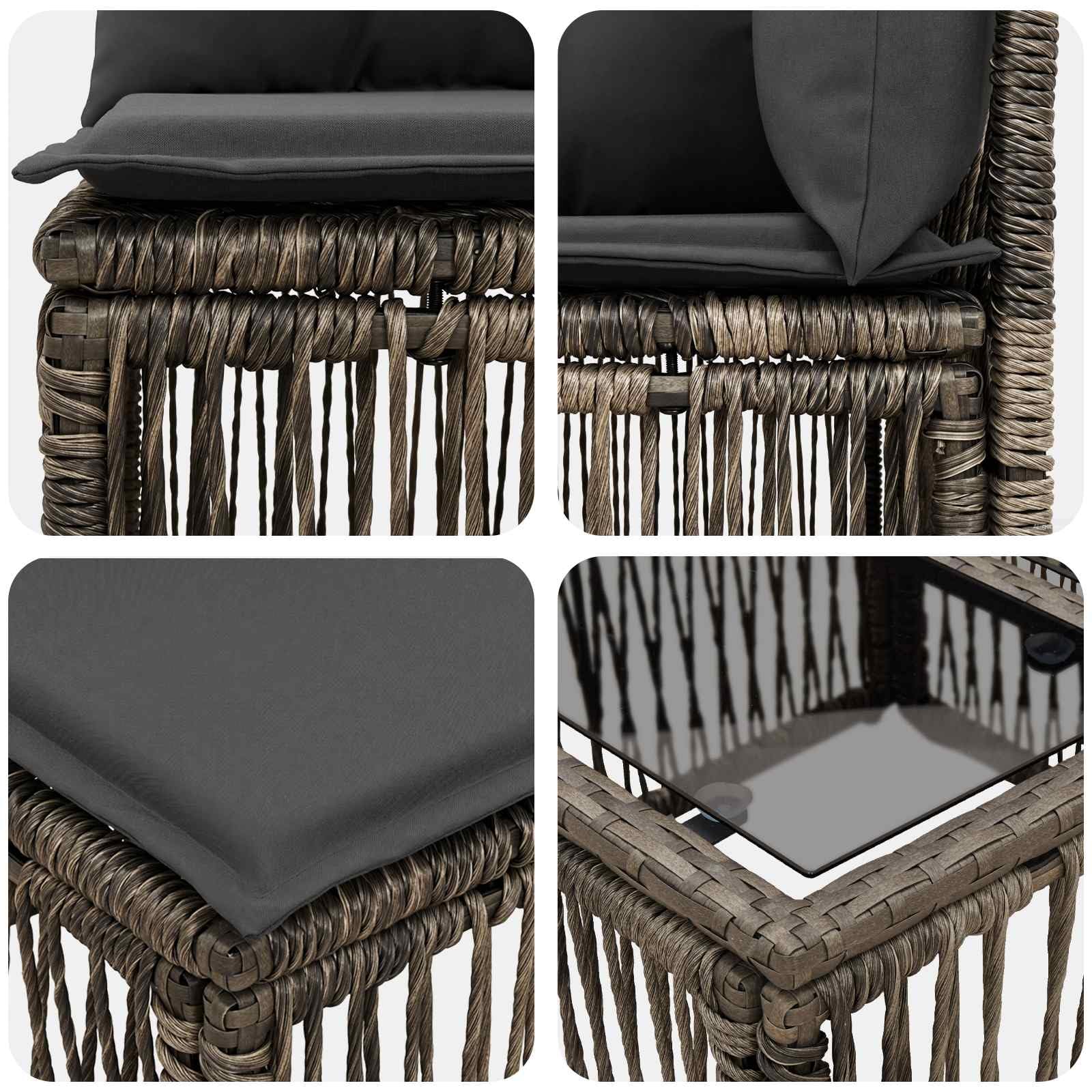 Set di divani da giardino in polyrattan, 11 pezzi, grigio | Gruppo lounge modulare per terrazza e giardino con comodi cuscini e struttura robusta per un massimo di dieci persone.