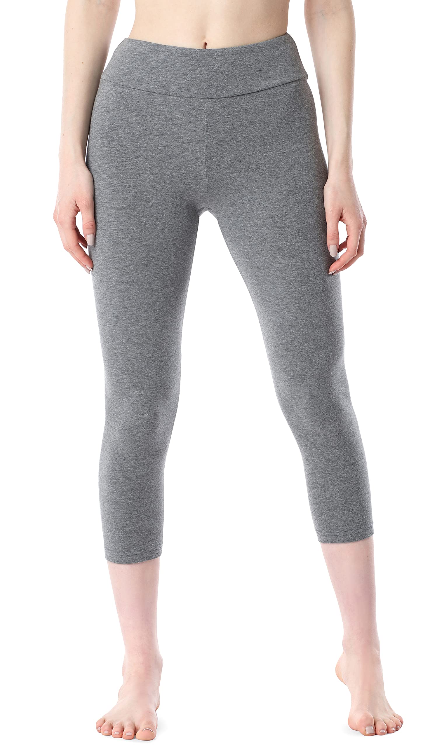 Merry Style Women's Medium Melange 3/4 Cotton Leggings Ms10-430 (, Xxl)