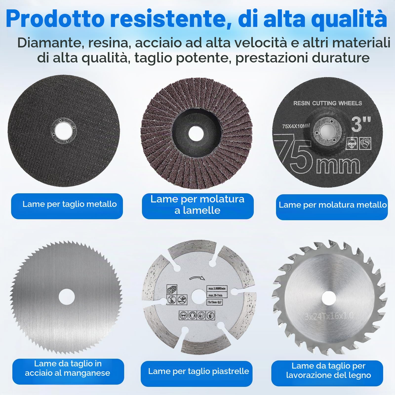 24 pezzi Dischi da Taglio 75mm per Smerigliatrice Angolare – Dischi Abrasivi, Polishing, Mezzatura per Metallo, Legno e Plastica, Accessori con Foro da 10mm