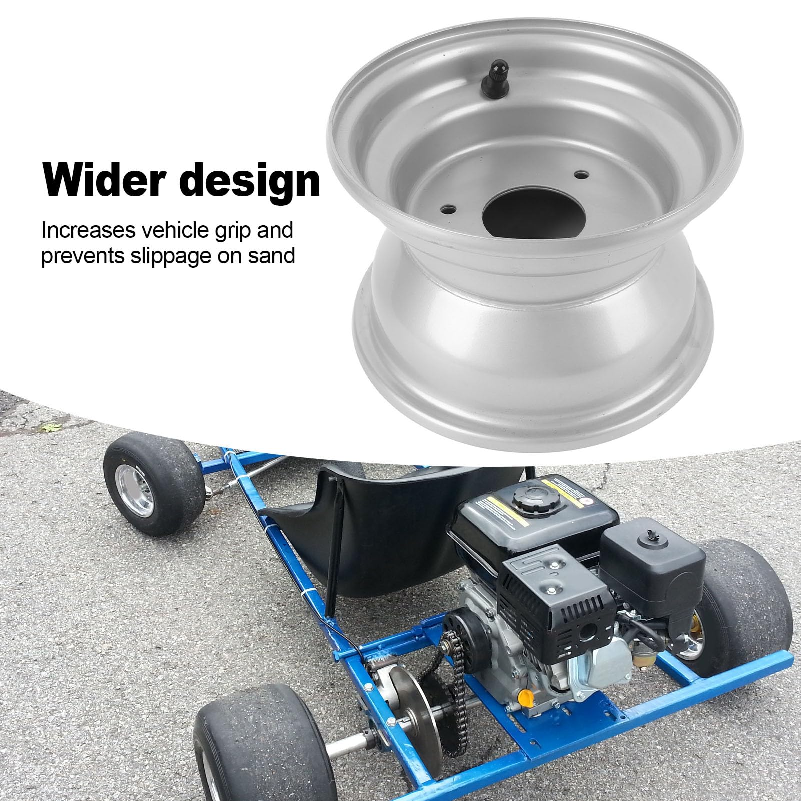 7 Pouces Go Kart RIMS 7 Pouces ATV Rimer Rim Aluminium Alloy 3 Boulons Trous 16x8,00-7 Silver Rustproof Wide 136 Mm pour Go Kart ATV Quad Dirt Bike Ride sur la Tondeuse