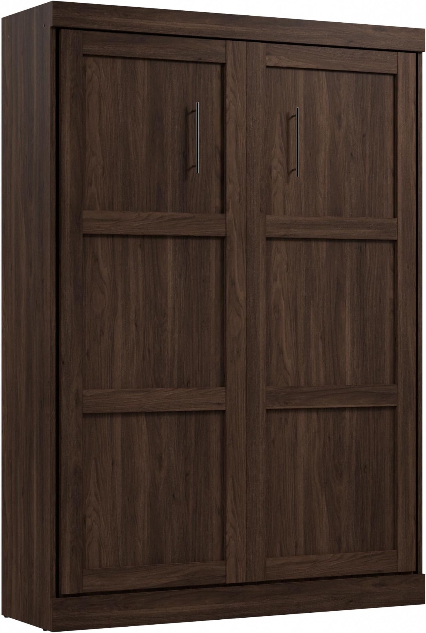 Bestar Pur Full Size Murphy Bed in Black Walnut, 59-inch Space-Saving Sleeping Arrangement for Multipurpose Area, Bedroom, Guest Room, or Living Room
