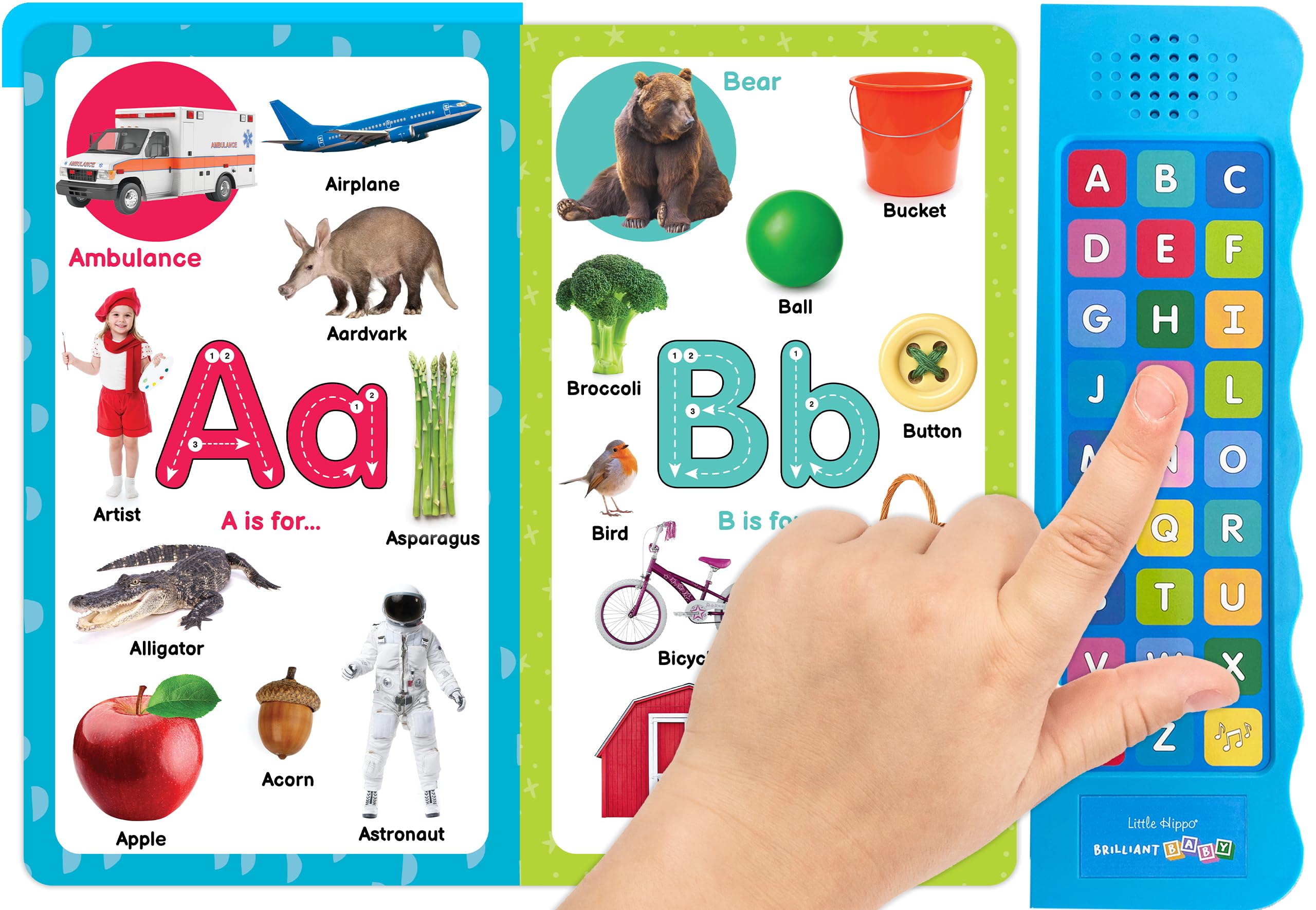 Little Hippo Libros Listen and Learn ABC Book | Libros de sonido educativos preescolares para niños | Libros educativos brillantes para bebés y libros para niños | Libro del alfabeto ABC con sonidos