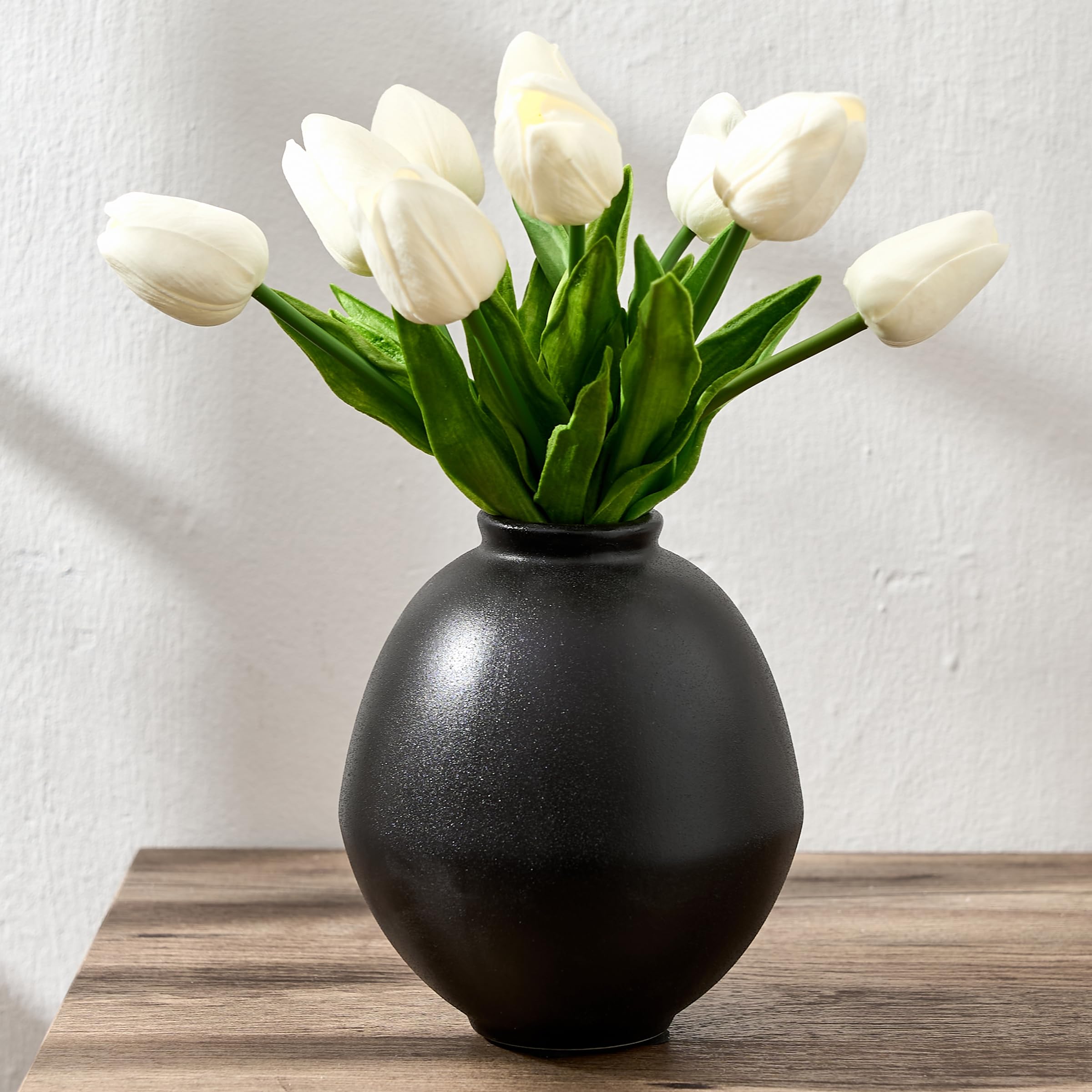 Jarrón de cerámica minimalista moderno florero estético pequeño para estantes y hogar