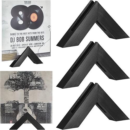 Soporte para discos de vinilo con cintas adhesivas montaje en pared triángulo de madera estante de discos de vinilo estante de madera de pino