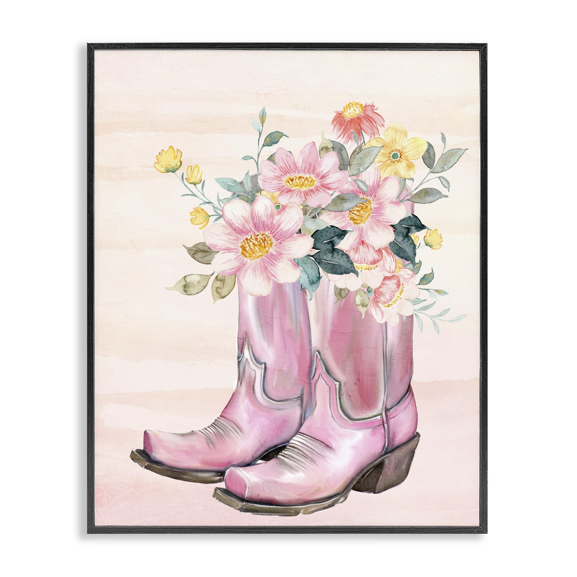 Bottes florales sauvages Stupell Industries affiche encadrée décoration murale noire