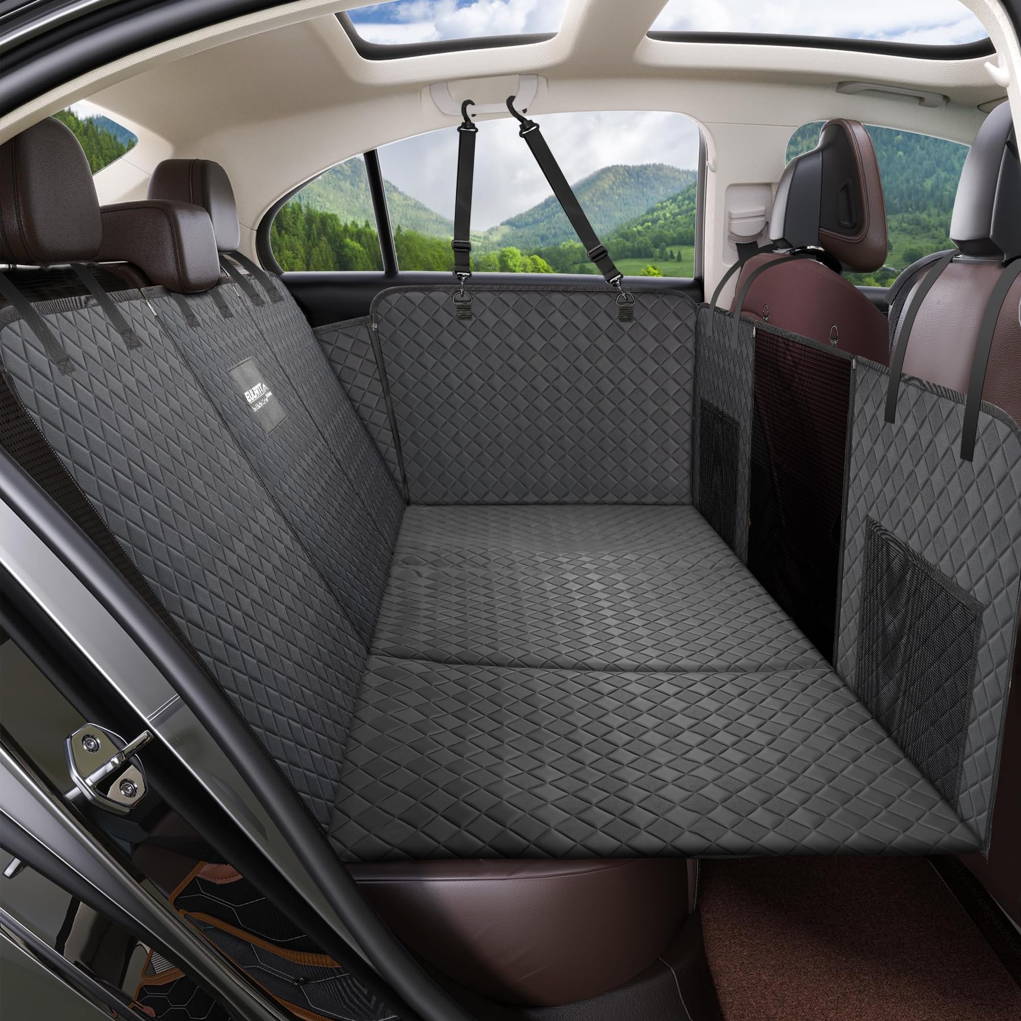 EULANT Coprisedile Auto per Cani con Fondo Rigidi, Robusto Estensore Sedile Posteriore, Divisorio per SUV MPV, Antigraffio e Impermeabile, Carico 200kg