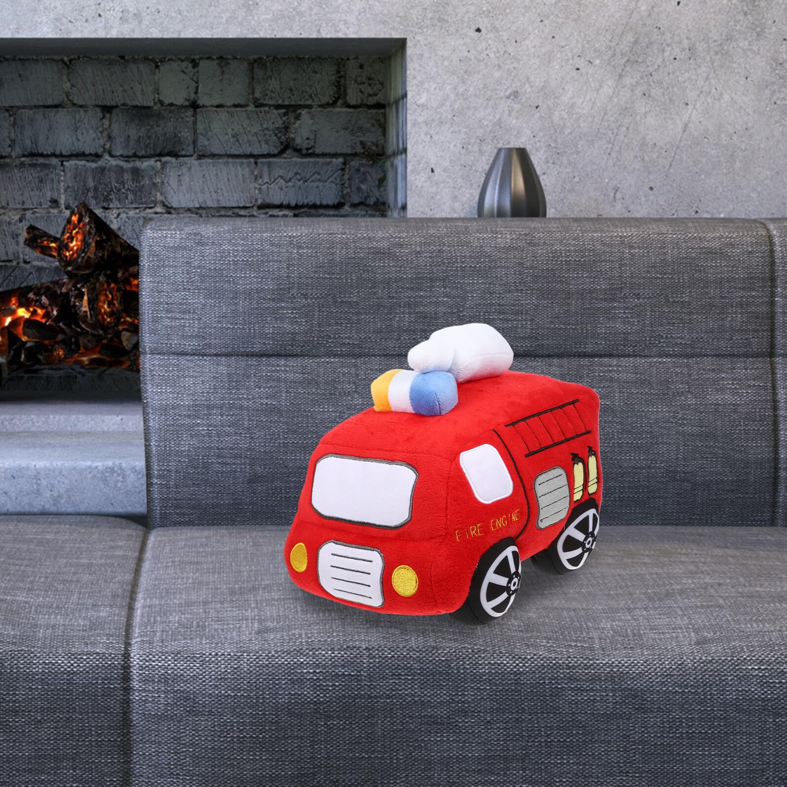 Toyvian Muñeco De Camión De Bomberos Suave Muñeco De Peluche para Sala De Estar Sofá y Coche Juguete De Peluche Modelo De Camión De Bomberos