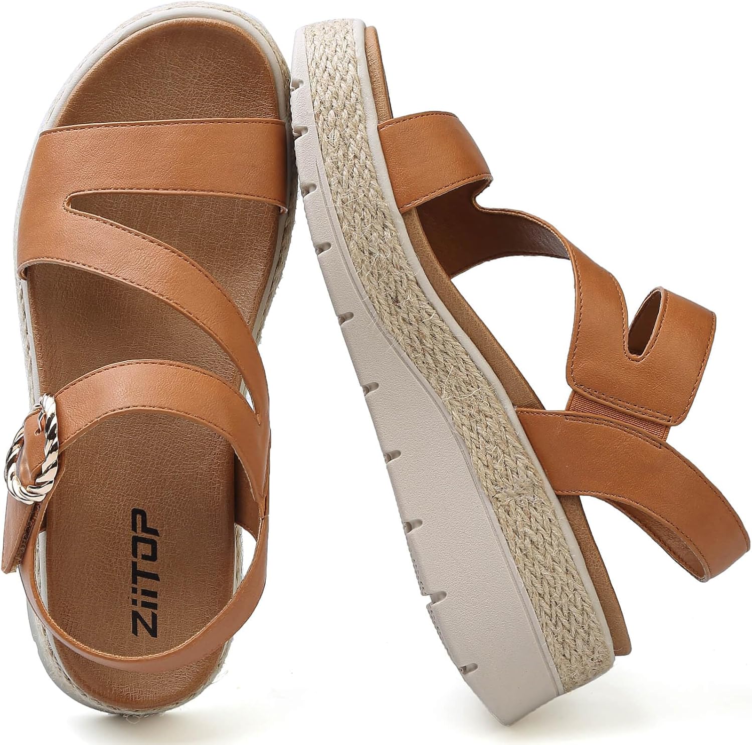 ziitop Womens Wedge Platform Espadrille Sandals with Orthopedic Arch Support Adjustable Ankle Strap Open Toe for Casual Walking
