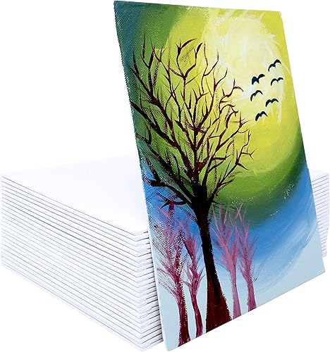 Vista 4 de milo Tableros de lienzo para pintar 12 x 12 pulgadas Paquete de 24 paneles de lienzo planos, imprimados y listos para pintar suministros de arte
