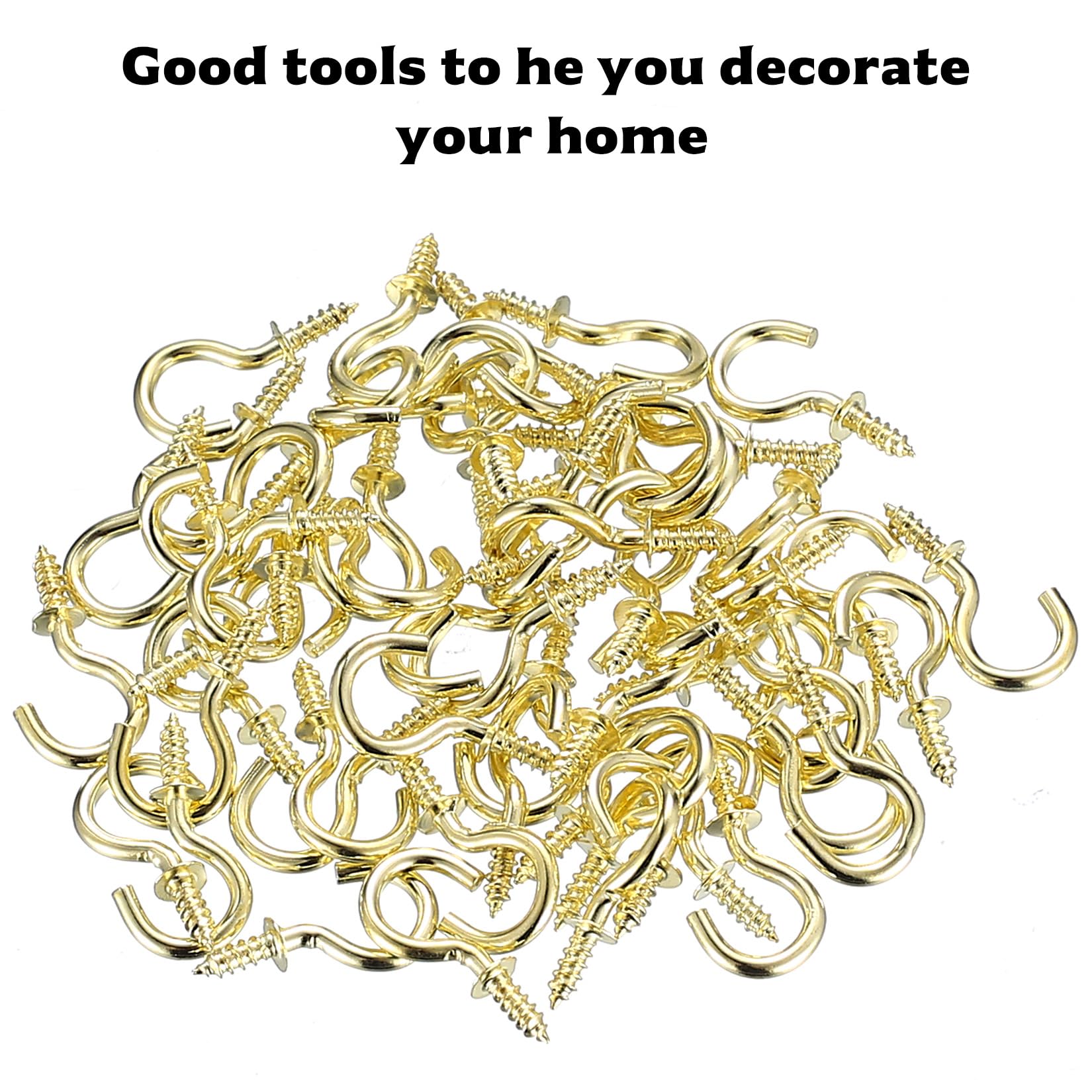 200 Pz Ganci a Vite, Ganci Avvitabili Viti per Legno, Piccole Gancio a Vite per Legno, Ganci a Soffitto in Metallo, Viti a Gancio, Vite a Tazza per Appendere Piante Decorazioni Casa Ufficio(Oro)