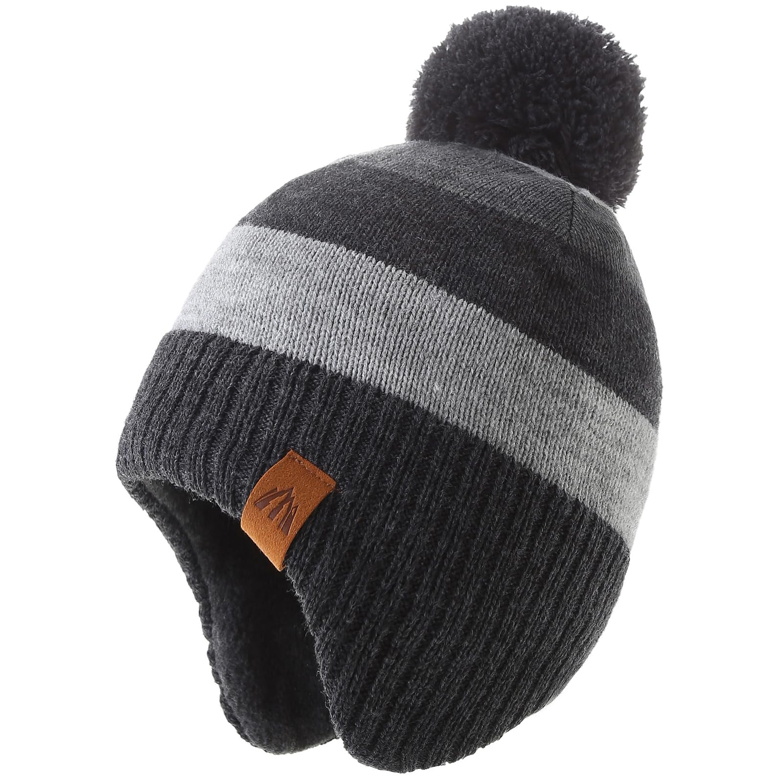 LMLALML Boys Winter Hat Earflap Knitted Beanie for Kids Warm Fleece Lined Thicken Hat for Baby