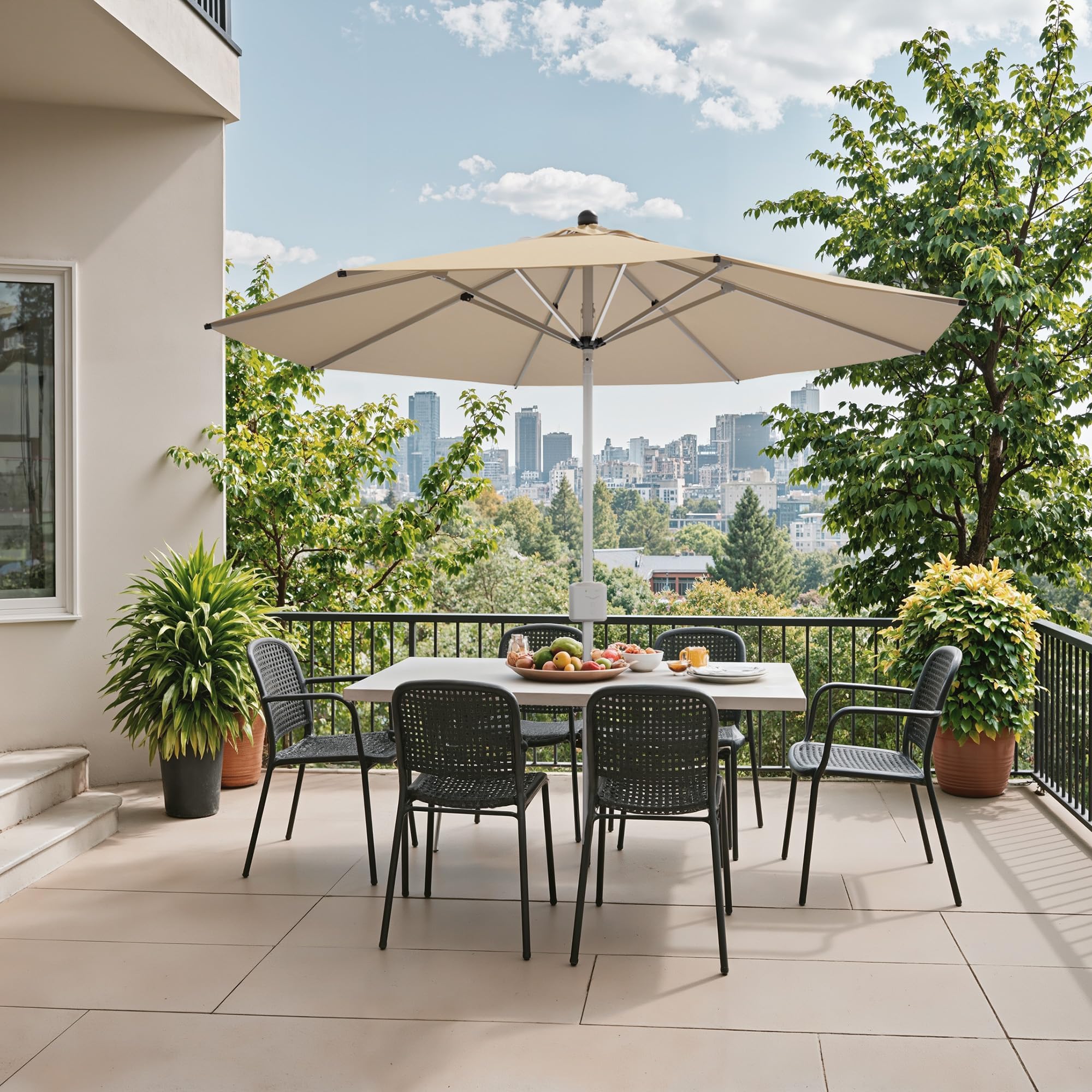 Patiowell Motorized Patio Umbrella, Remote Outdoor Umbrella with Heavy Duty Aluminum Frame, Removable Power Bank and Push Button Tilt for Backyard, Pool, Garden, Beach