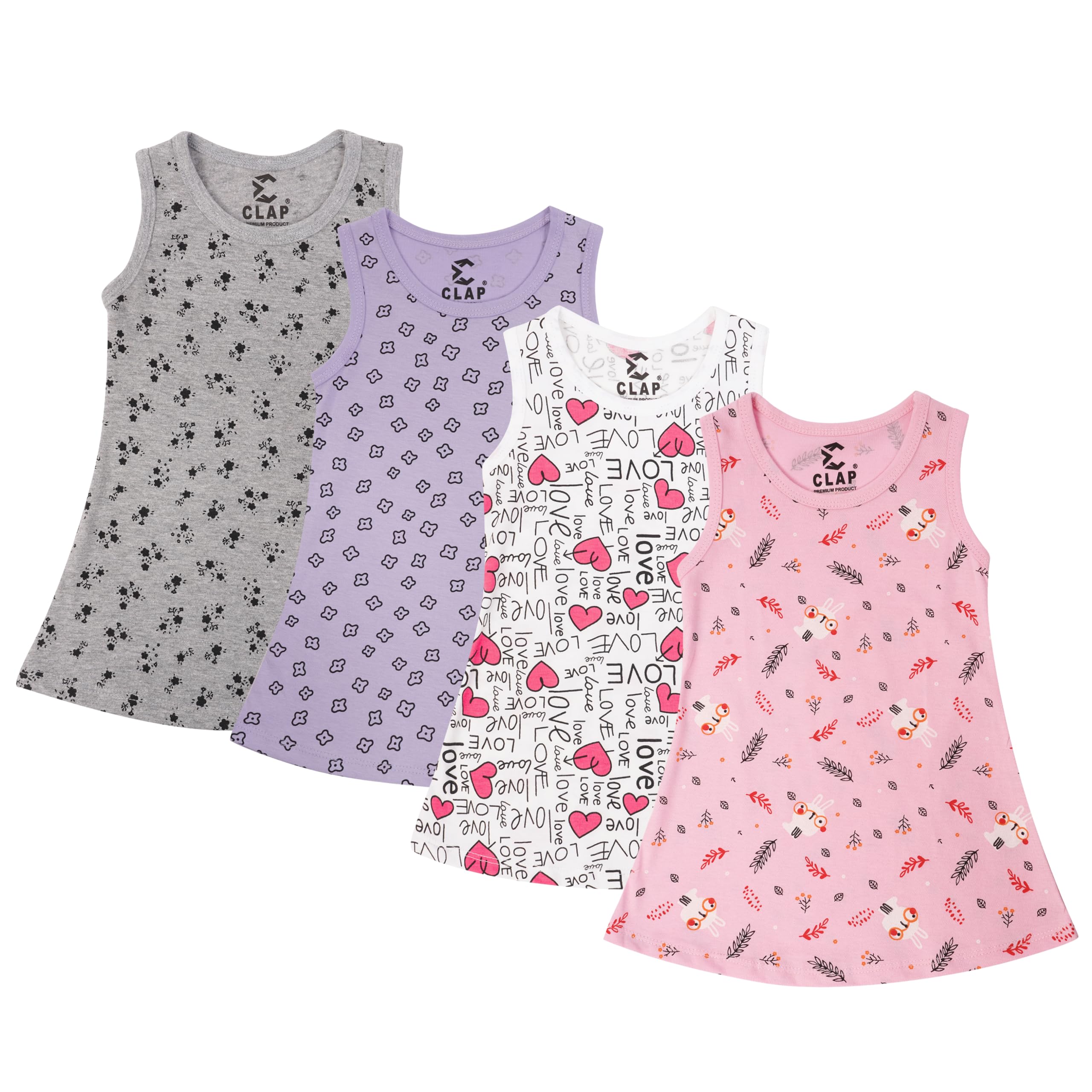 CLAP Baby Girl's Midi Dress (Pack of 4)