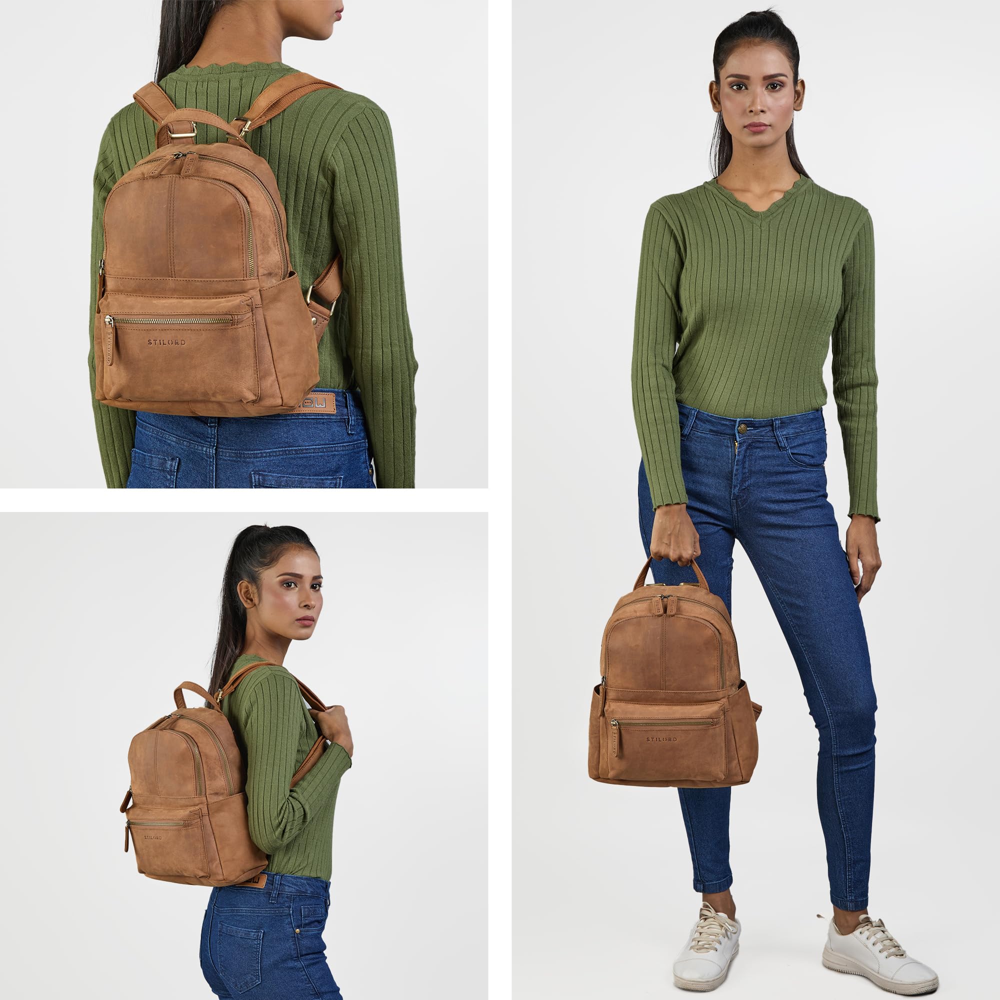STILORD 'Berry' Zaino Pelle Donna Vera Pelle alla Moda Piccolo Borsa a Tracolla Zaino da Viaggio in Morbida Pelle per viaggio shopping ufficio Zaino Porta PC 13 Pollici