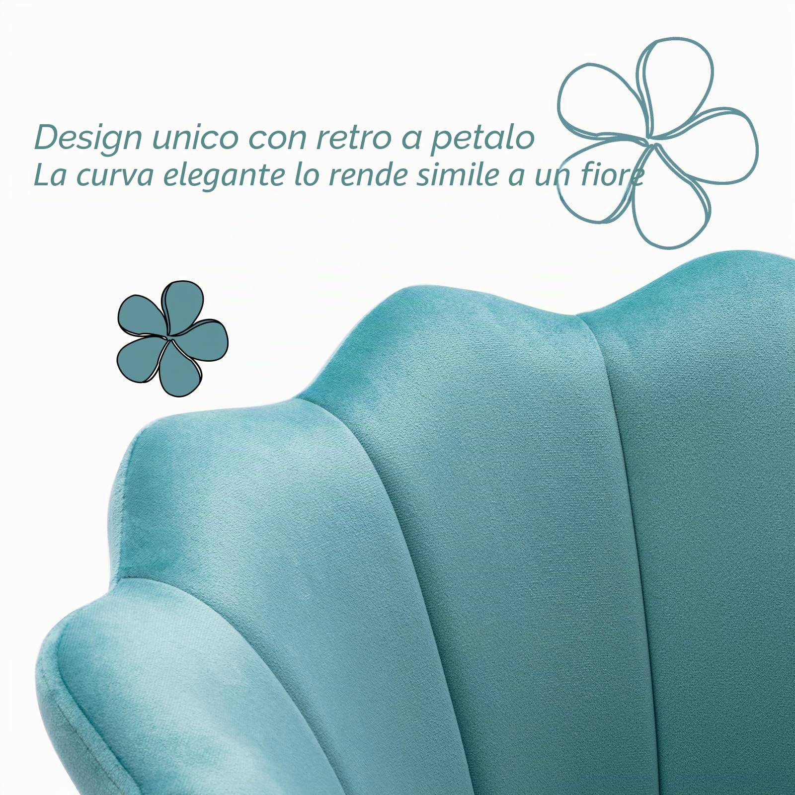 chairus Poltrona Imbottita Poltrona Camera da Letto in Velluto Poltroncina con Gambe in Metallo Placcato Oro Sedia da Salotto Sedie Imbottite per Camera da Letto/Soggiorno, Verde Chiaro