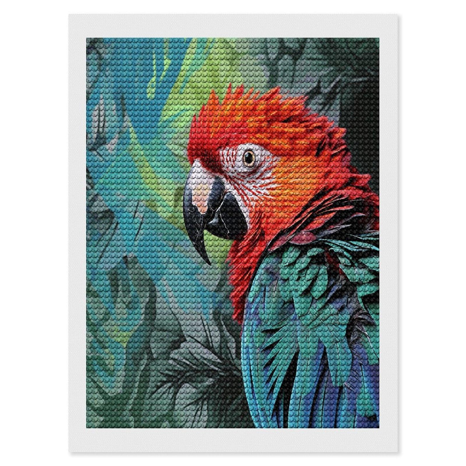 FekiLoot Diamond Art Kits for Adults, DIY 5D Colorful Parrot Diamond Painting Kits for Beginners, Full Round Drill Diamond Dots Painting Gem Art Crafts for Home Wall Decor & Gift 12"x16"