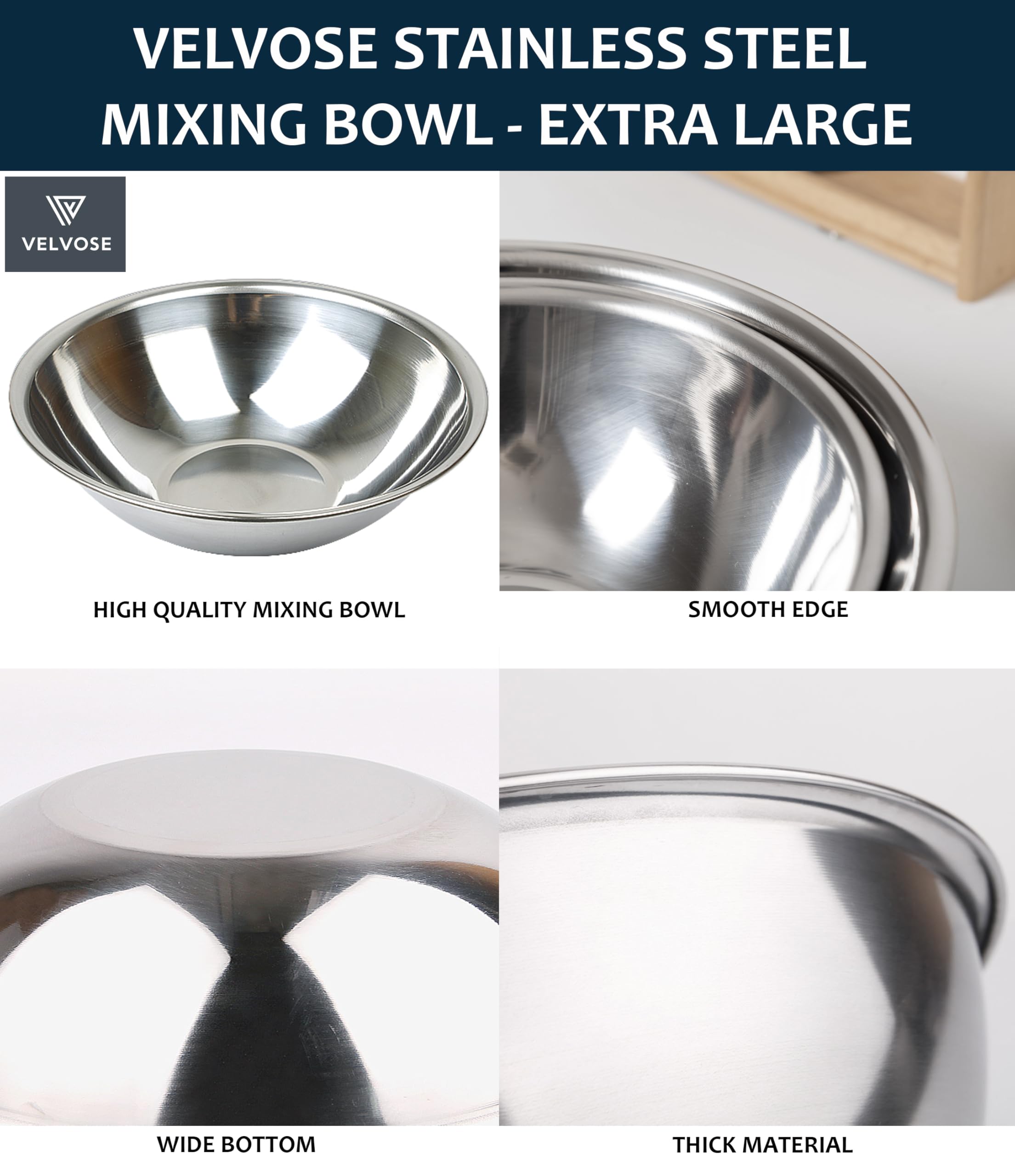 Ciotola in acciaio inox extra large 50,8 cm diametro 15,5 cm altezza 1 pezzo