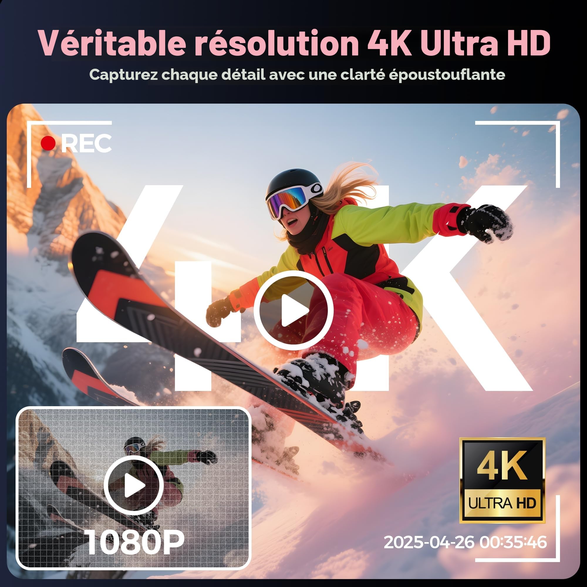 Appareil Photo Numérique 4K Digital: 64MP Appareils Numérique avec Écran Rabattable 180° - Camera pour Vlog avec Carte 32GB - pour Adolescents Débutants Adultes Enfant Rose YYZA9