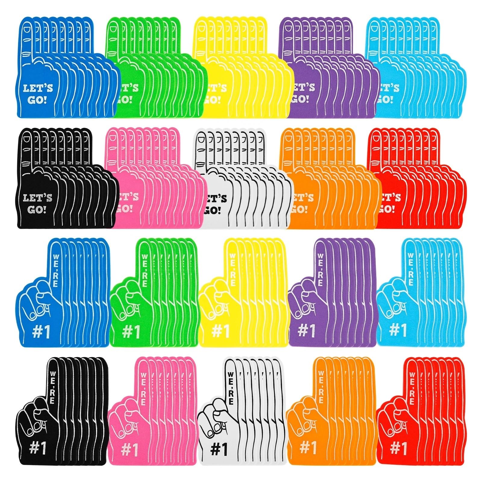 50/150 Pezzi Mini Dito in Schiuma Eva Colore Sport Mano Divertimento interattivo Cheerleader for Pallacanestro Partita di Calcio Festa(10 Colors 150pcs)