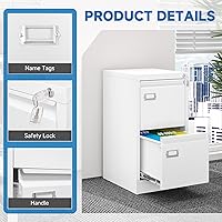 Vista 74 de Archivador vertical de 2 cajones con cerradura de metal, archivador vertical de metal, para oficina y hogar, archivadores verticales de acero