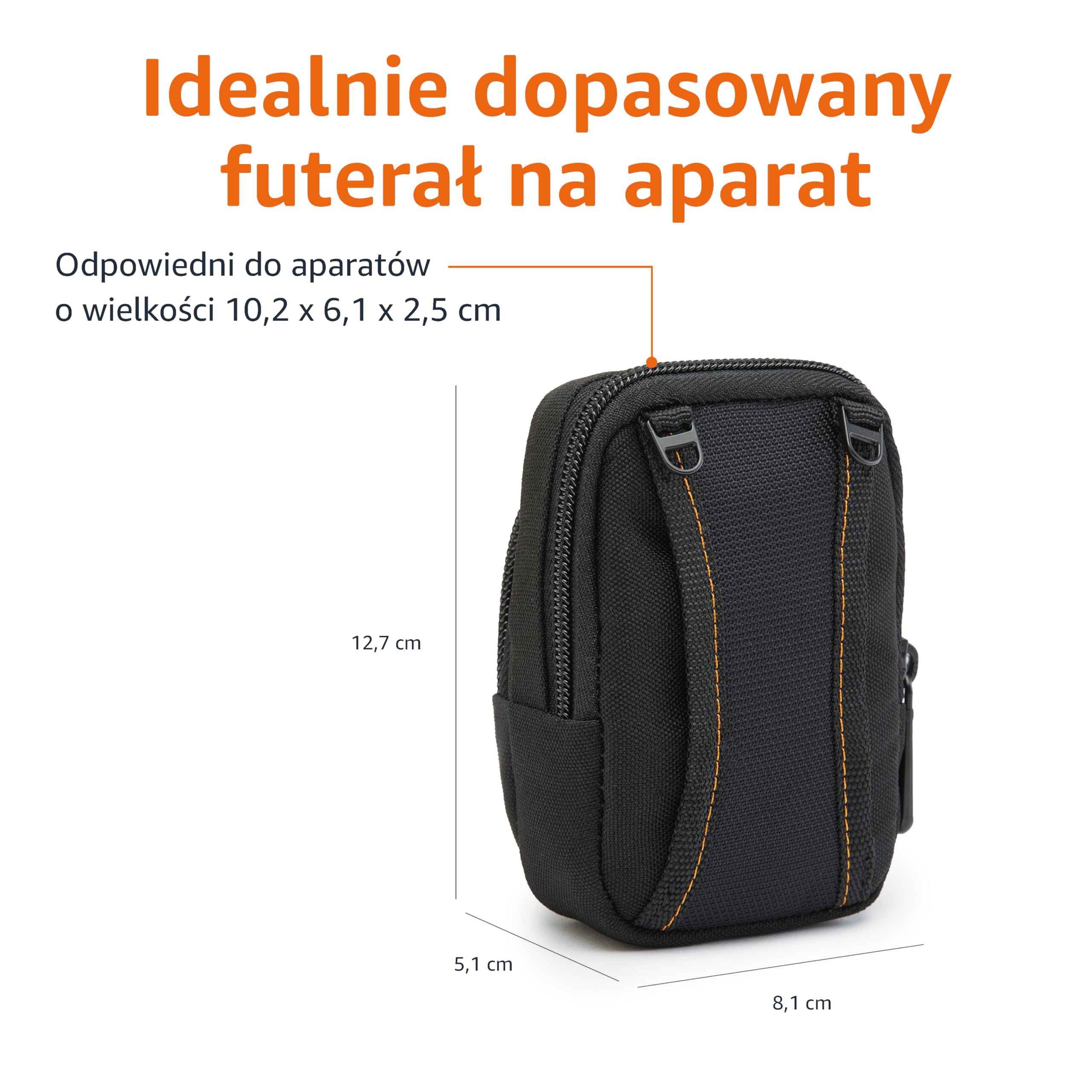 Amazon Basics Torba na aparat, do kompaktowych aparatów, średnia, czarna, jednokolorowa