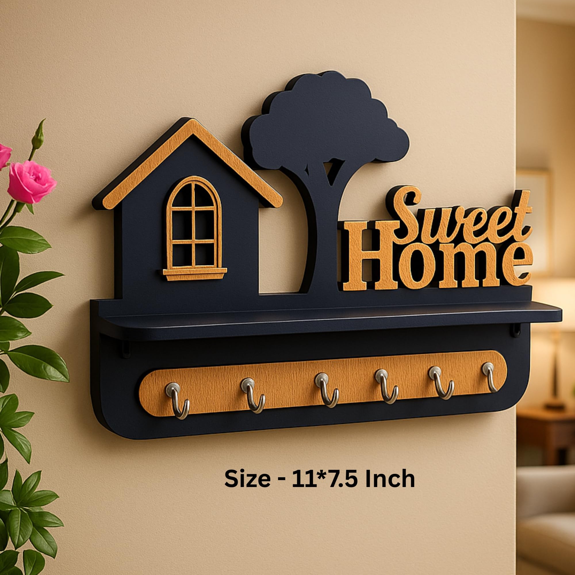 3D Wooden Key Holder - Modern Wall Decor -2 3D Wooden Key Holder - Modern Wall Decor -2