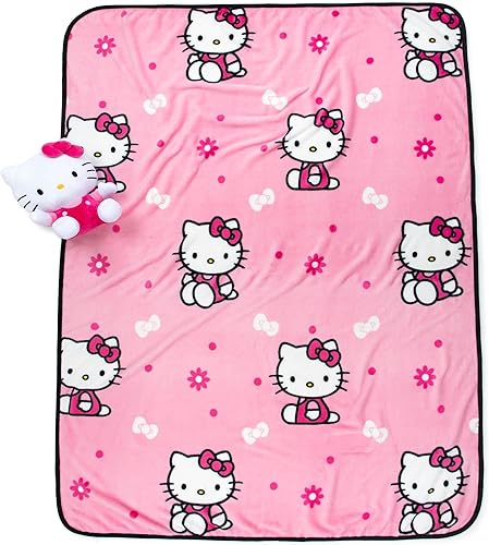 Hello Kitty Hello Girly Mini Pillow Buddy y juego de mantas de 46 x 60 pulgadas juego de manta súper suave de 2 piezas para niños producto oficial