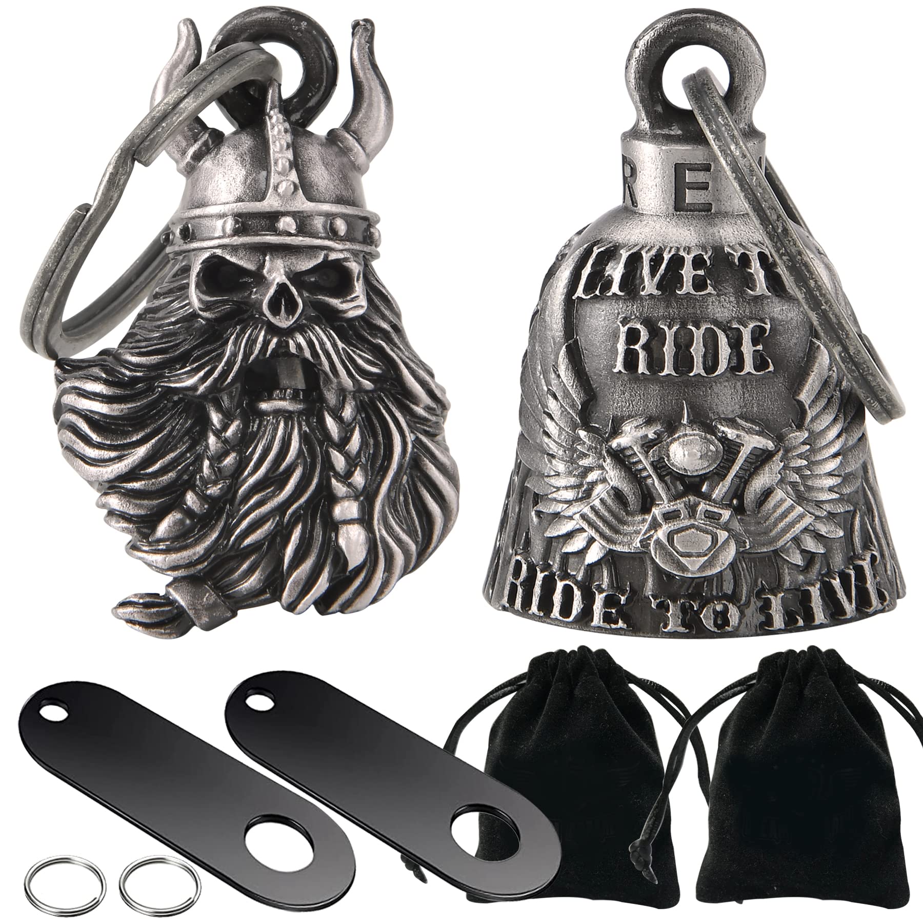 Dream Apparel 2 Pack Motorcycle Bells Guardian Angel for Biker Rider Men Women Ride Riding with Hangers, Drive Away Gremlins
