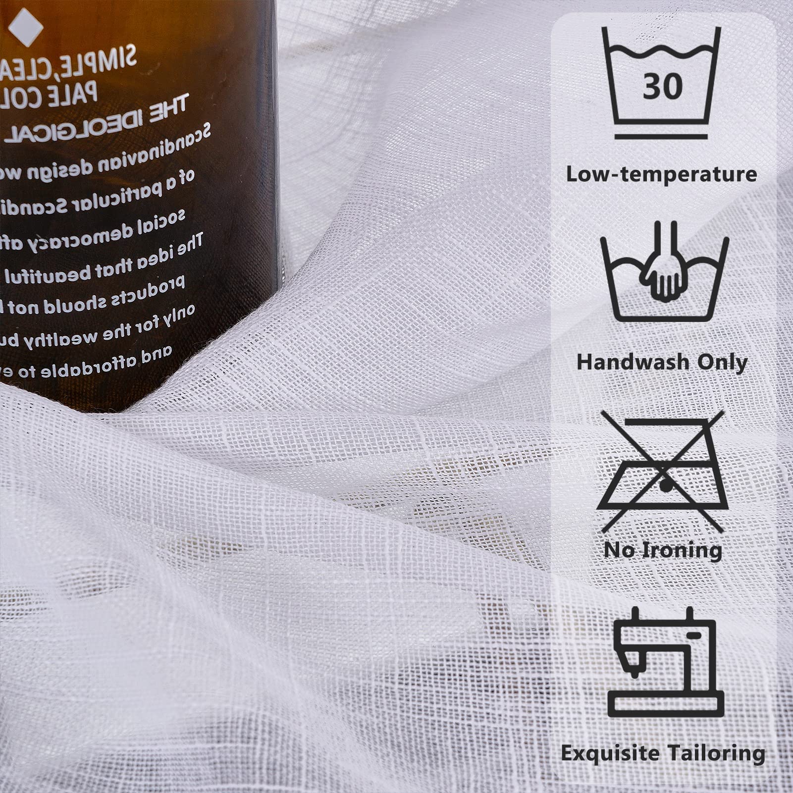 Topfinel Tende Oscuranti per Interni Lino Voile a Pannello Traslucido Tende Bianche Semitrasparenti con Occhielli 140x225 cm per Camera da Letto per Soggirono 2 Pannelli