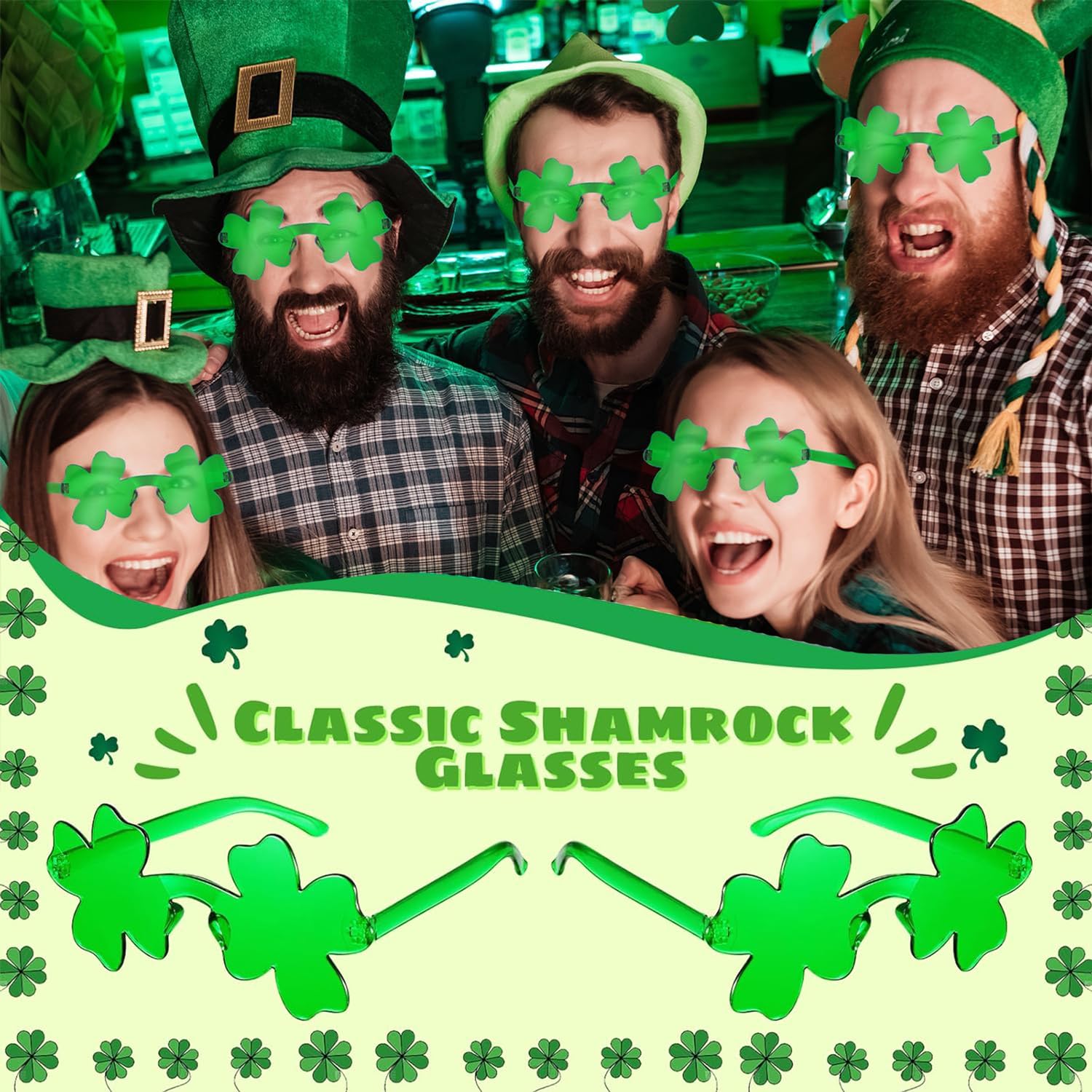 24 szt. St Patricks Day Shamrock okulary przeciwsłoneczne koniczyna okulary koniczyna okulary dzień świętego patryka akcesoria dla kobiet akcesoria dekoracje przyjęcie upominki