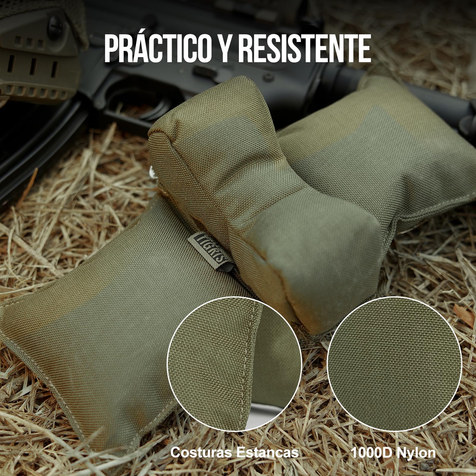 OneTigris - Soporte para armas, soporte de varilla frontal, bolsa de descanso de caza, soporte de rifle para exteriores, caza, tiro, deportes de tiro, práctica de tiro a objetivo-(verde guardabosques