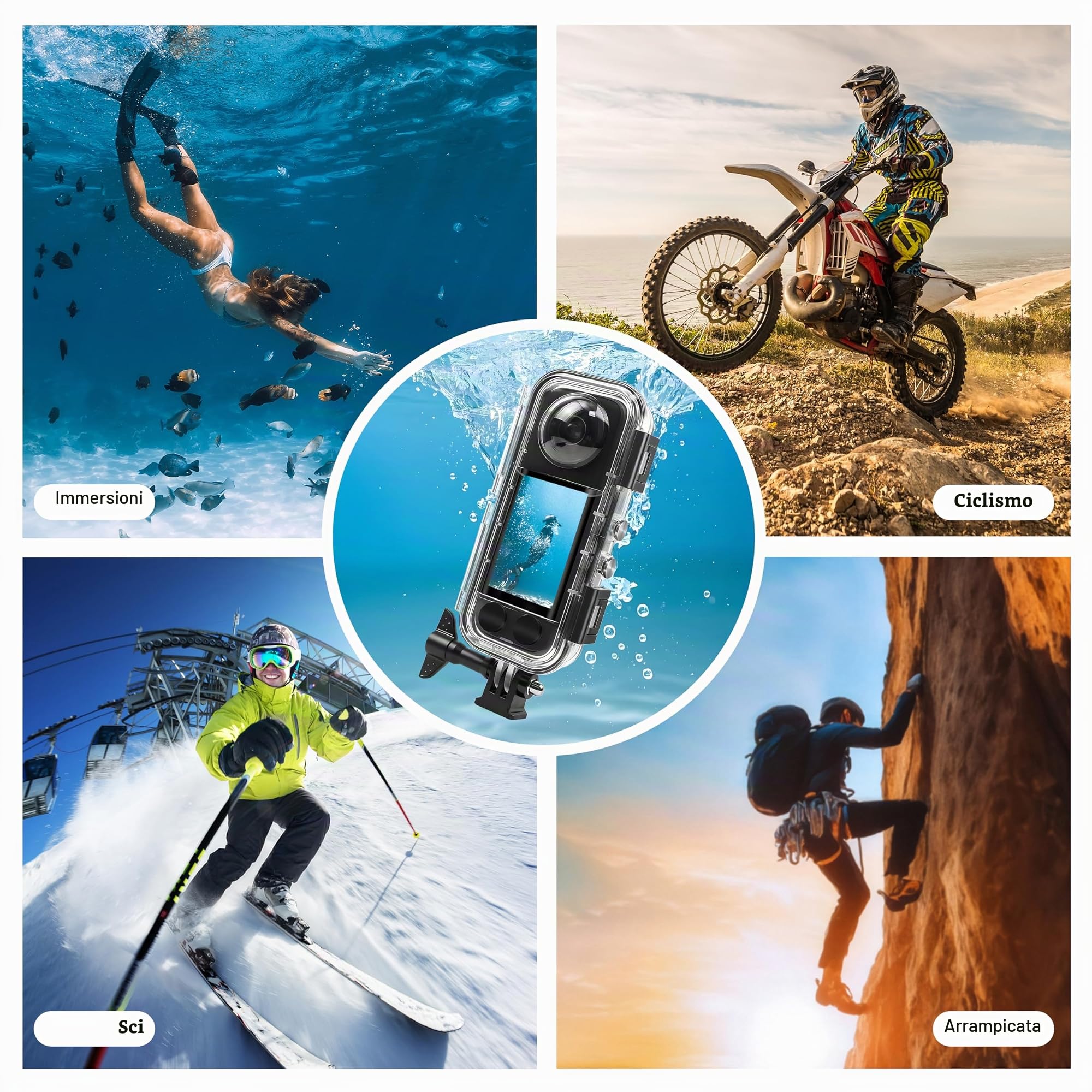 FitStill Custodia impermeabile per Insta 360 X5 impermeabile 40M HD Optical Glass Lens X5 custodia subacquea protezione completa compressione X5 accessori X5