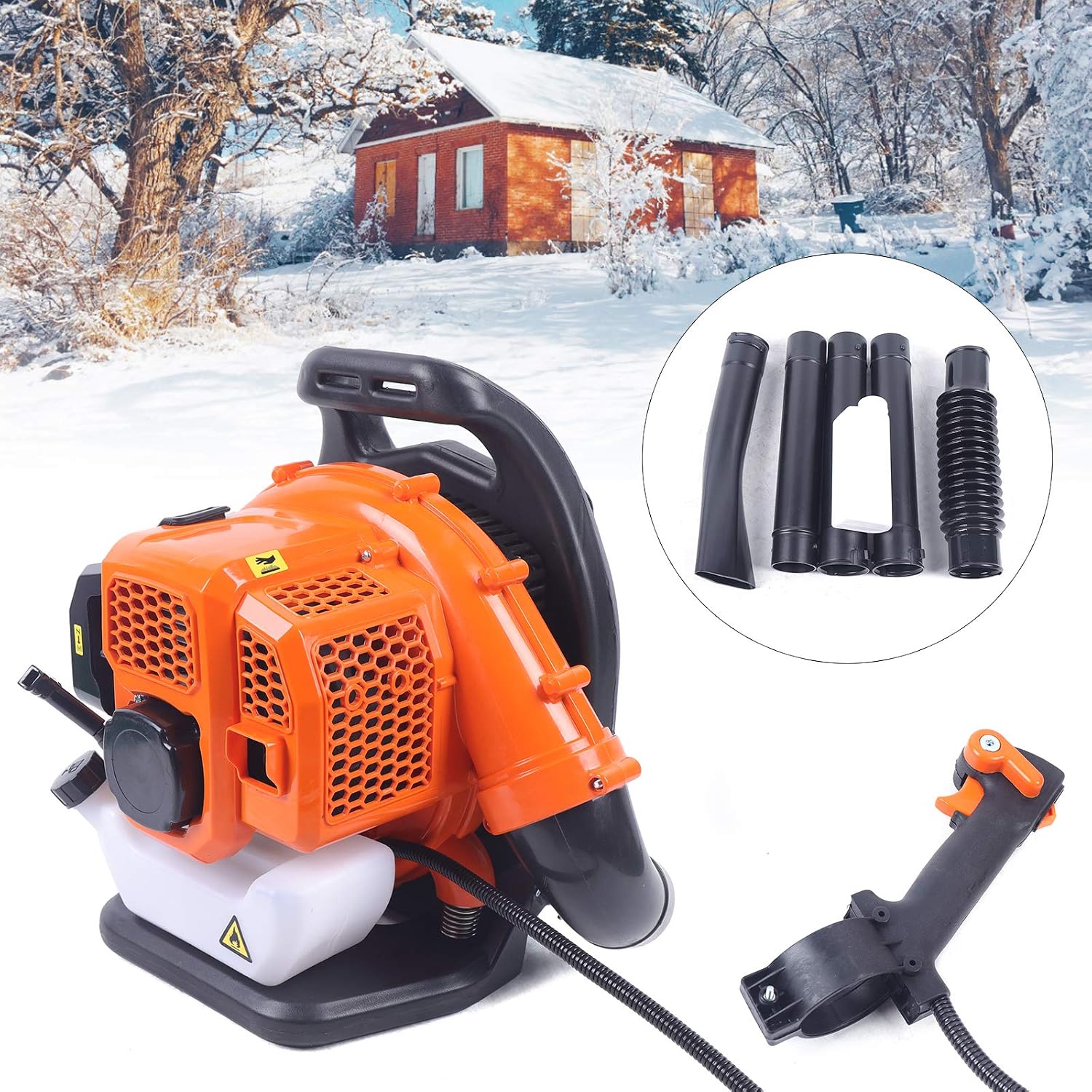 42.7CC 2 Stroke Commercial Gas Backpack Leaf Blower Snow Blower for Yard Cleaning Garden Lawn Care Tools Fit for Deciduous Cleaning/Road Dust Removal/Snow Blowing