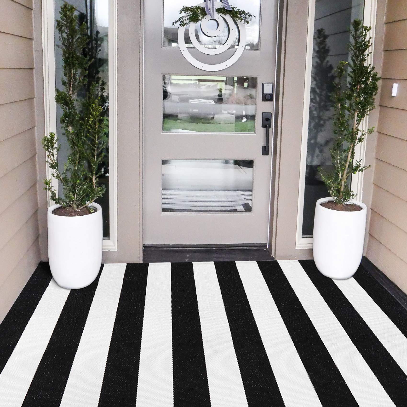 Buy Sungea Farmhouse Black and White Striped Rug, Cotton Runner Rug