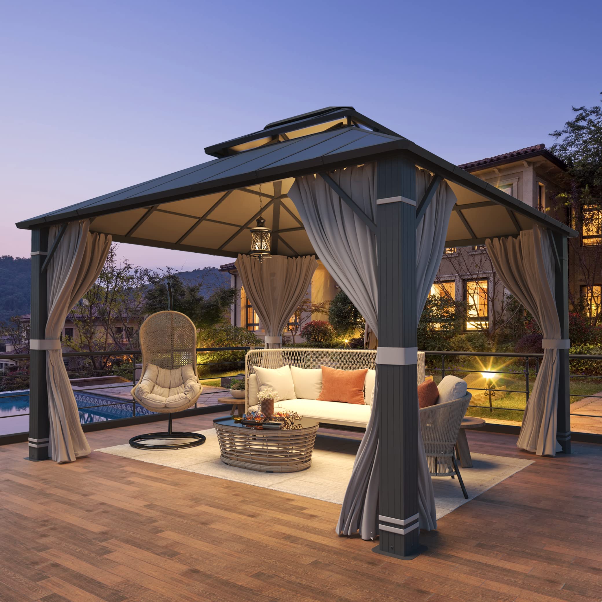 Buy Aluminum Double Roof Outdoor Metal Gazebo, 12' x 14' Hard Top