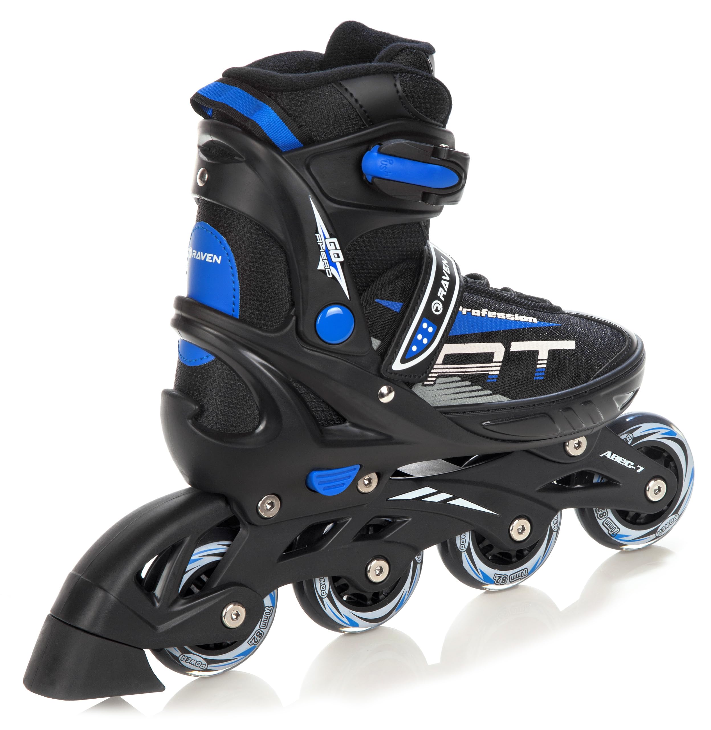 Pattini in linea profession RAVEN dimensione regolabile uomo donna bambino nero/Blu, 28-32(18cm-20,5cm)