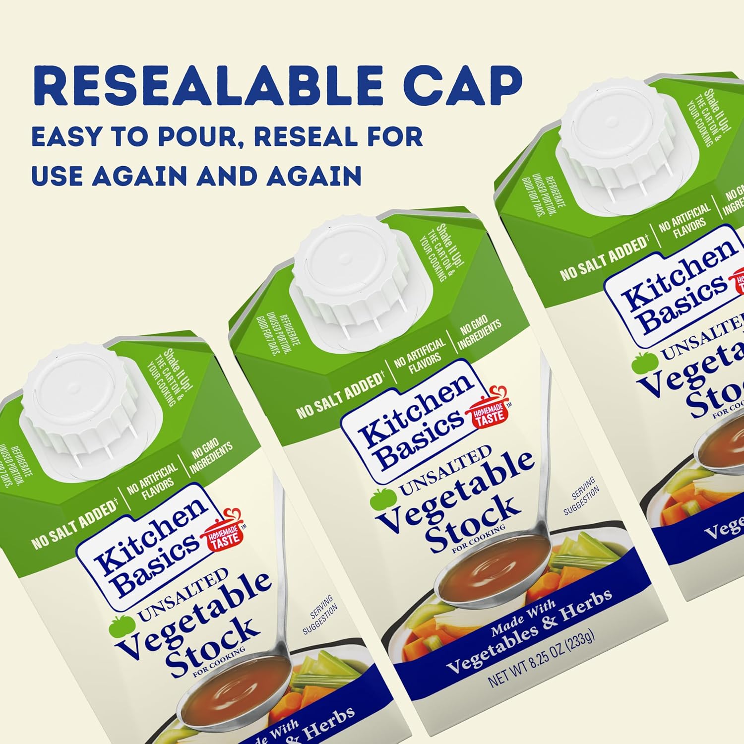 Kitchen Basics Unsalted Vegetable Stock, 8.25 oz (Pack of 12) | No Artificial Flavors and Gluten Free |