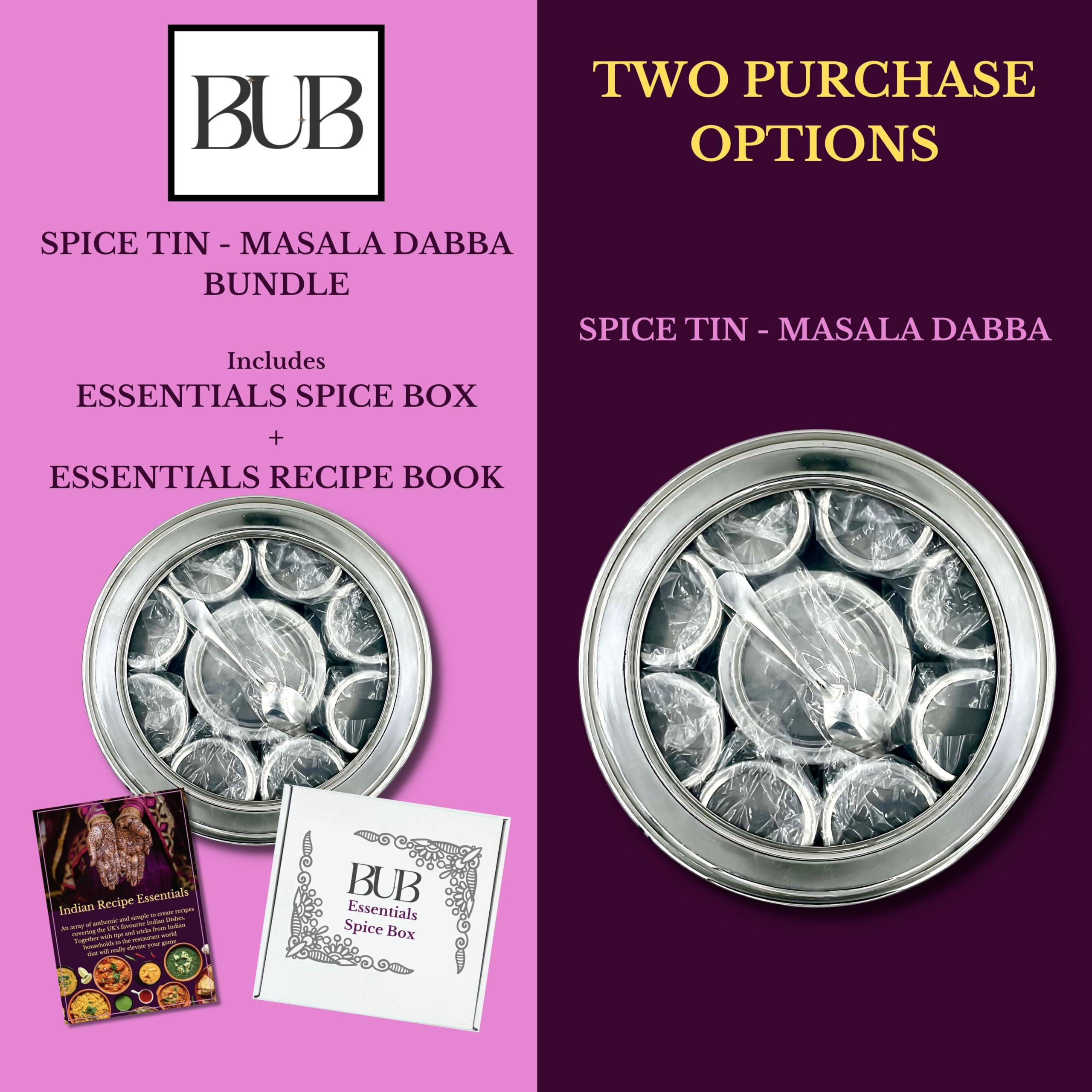 Bub: Large 22cm Premium Spice Tin Masala Dabba, Silver, 22 cm - Image 4