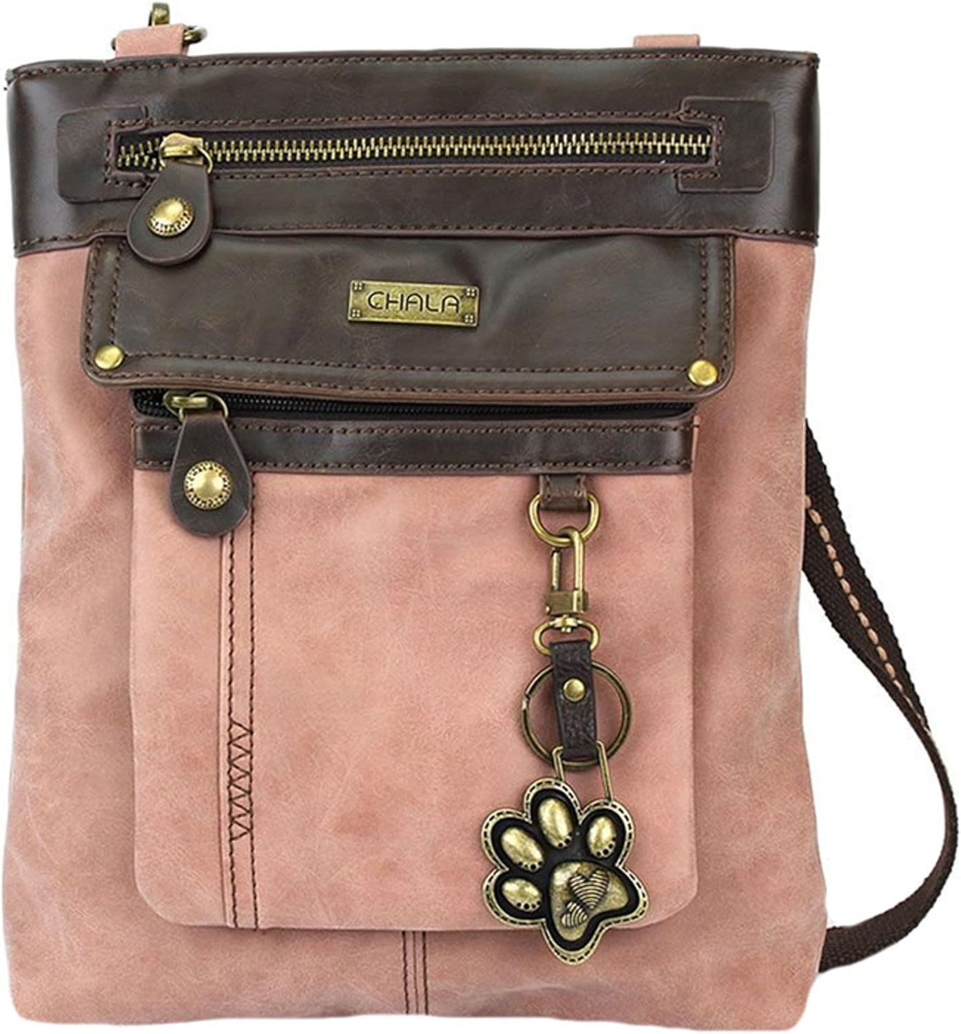 Chala Paw Print 3-in-1 Gemini Crossbody Handbag, Dog Lovers Gift (Dusty Rose)