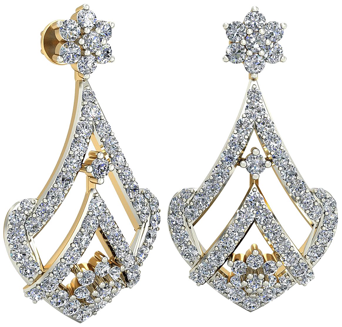 aucent by pc jeweller the dorothea 18kt yellow gold and diamond earrings