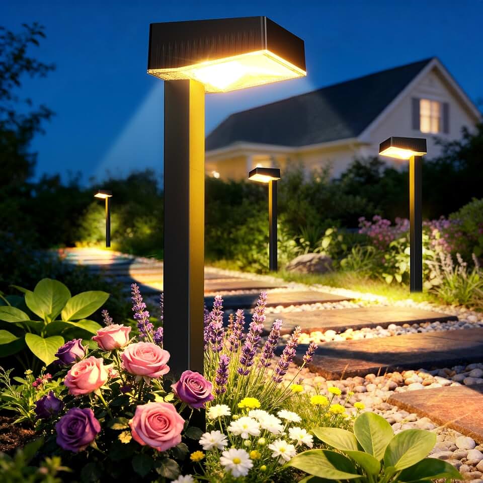 ELECLINK Solar Pathway Lights Outdoor, 8 Pack Garden Lights Solar Powered Path Lights with Bigger LED Lens, 2 Light Modes Waterpro product image