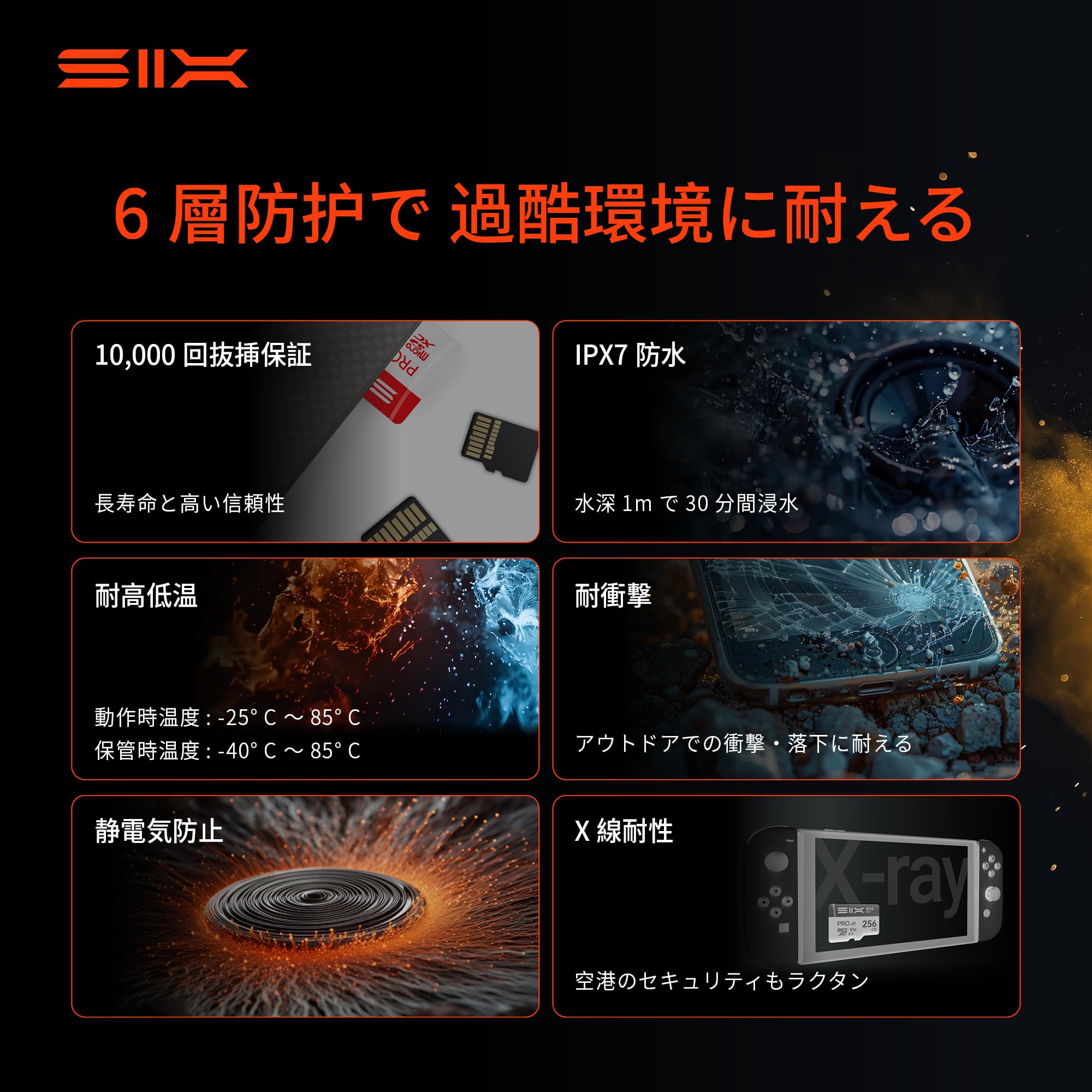 SIX M100 64GB Micro SDカード 最大読込速度100MB/s - A1, U3, V30 4K UHD対応 microSDXC フラッシュメモリーカード 64GB (アダプター付属),Androidスマホ、タブレット、ドライブレコーダー、アクションカメラ、ドローン、ゲーム機対応 - 5