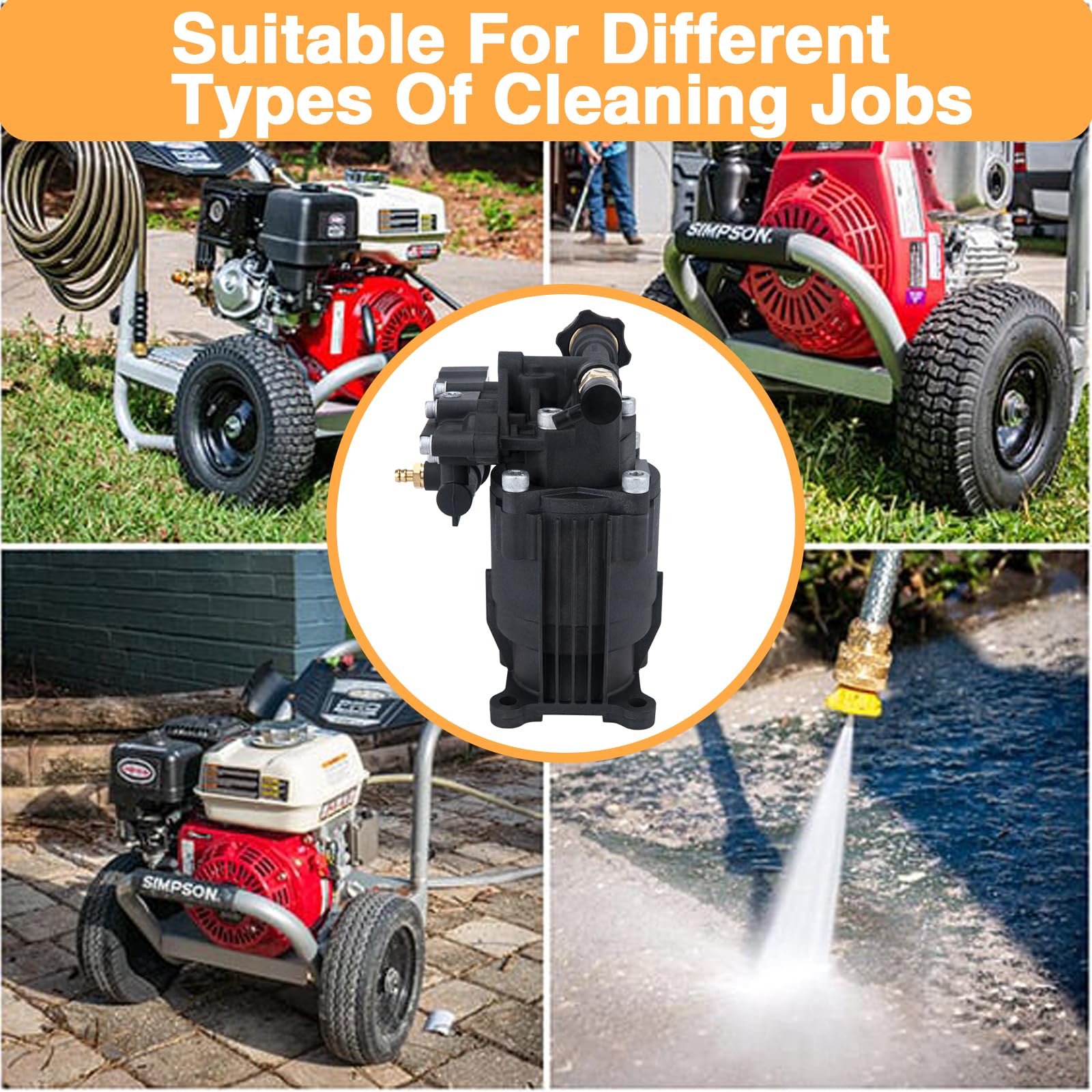 3300 PSI Pressure Washer Pump 3/4" Shaft Horizontal Power Washer Pump