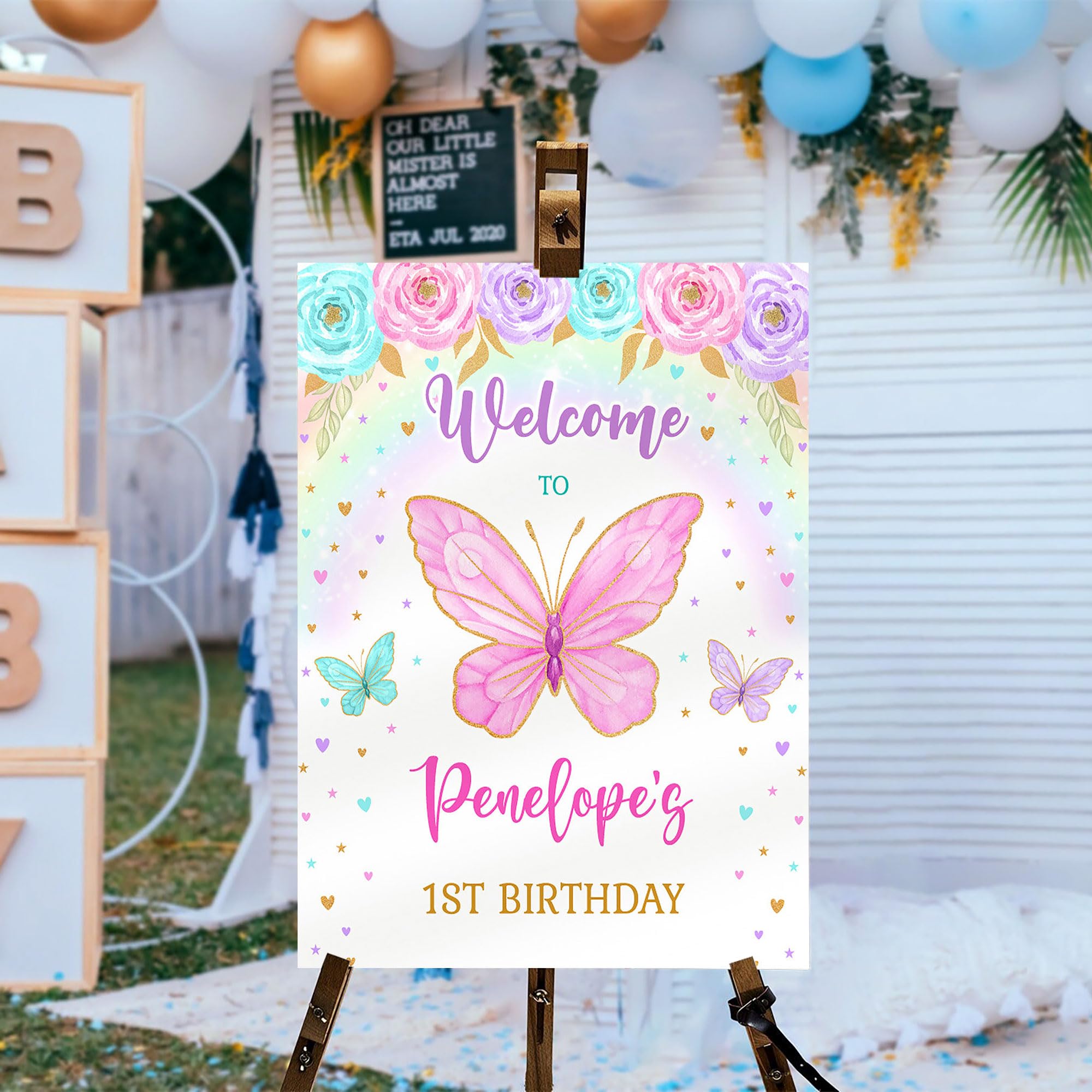 L BUTTON BUTTERFLY BOA ｜birthdaybash Amazon.com: Personalized Butterfly Birthday Welcome Sign