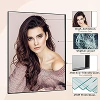 Vista 7 de Bonverre Espejo rectangular de pared de 27 x 36 pulgadas, espejo rectangular con marco de aluminio para baño, tocador, dormitorio, sala de estar