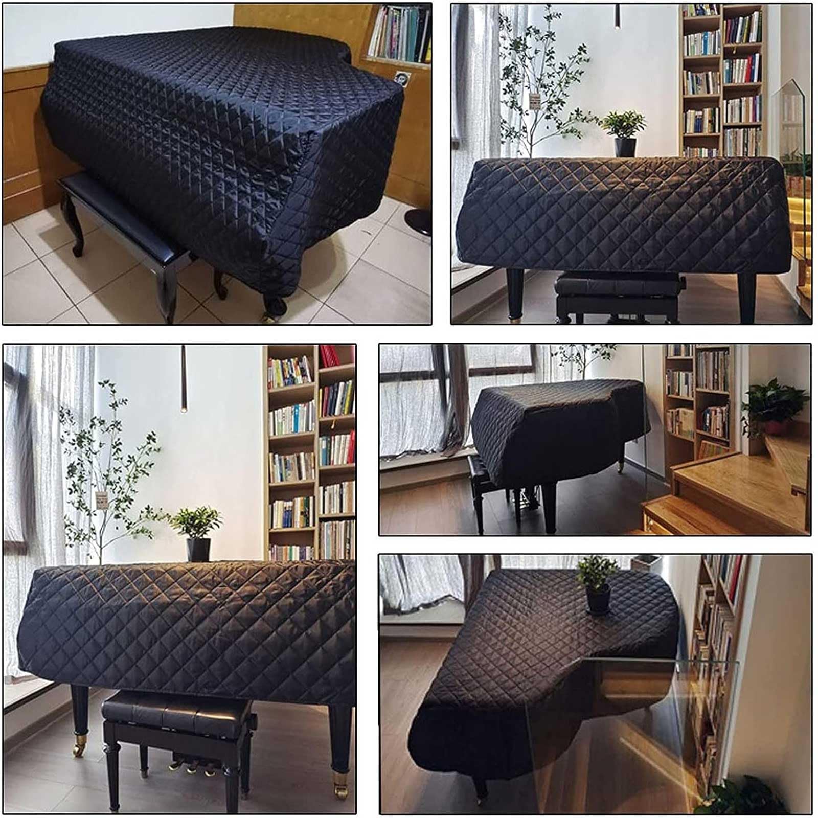 Klavierabdeckung, Wasserdichte Flügelabdeckung, Staubdichte Klavierabdeckung Aus Baumwolle, Baby-Flügelschutzhülle + Hockerbezug-Kombination/C/180Cm/71In