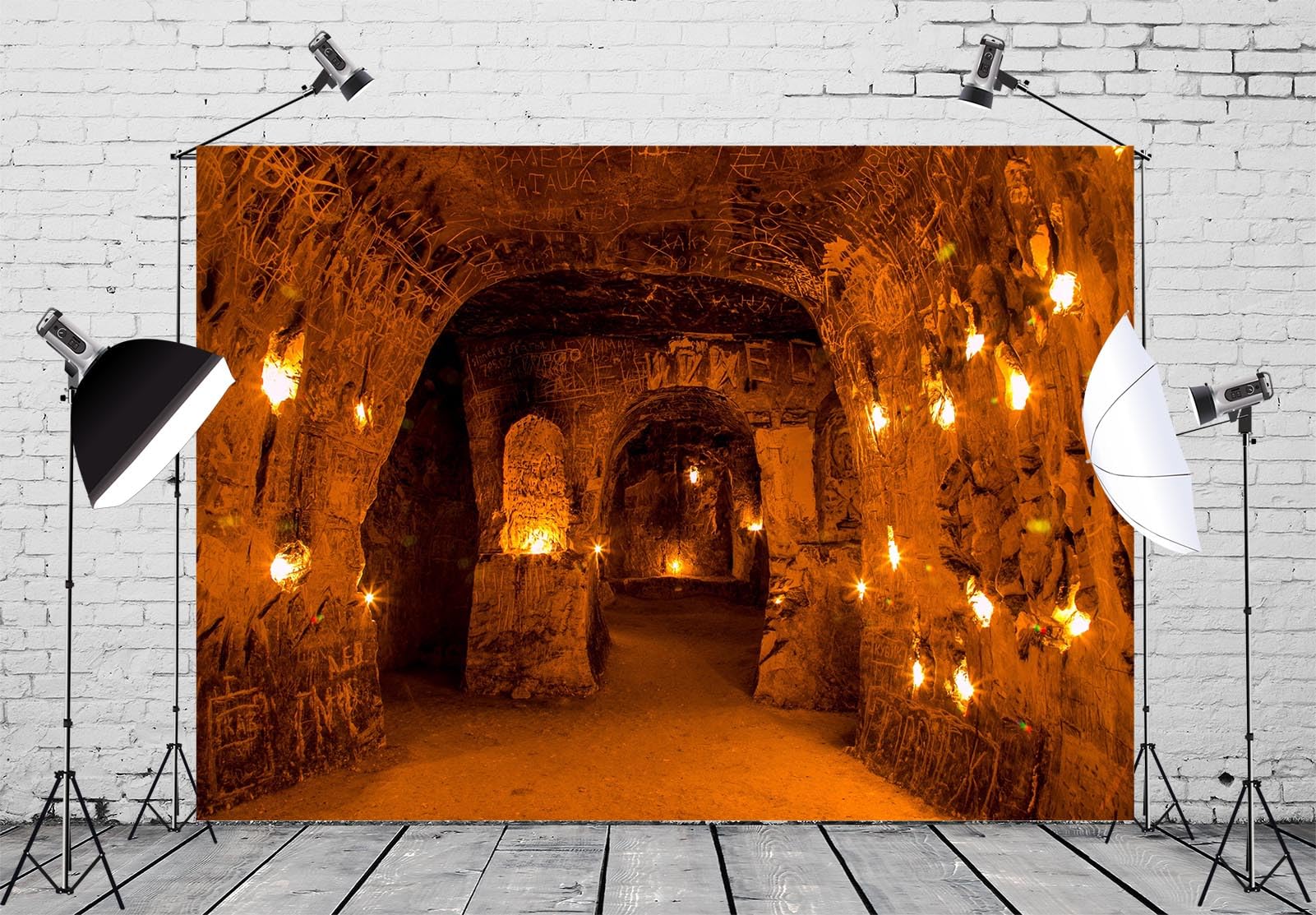BELECO 7x5ft Fabric Ancient Temple Entrance Cave Backdrop for