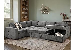 Sectional Sleeper Sofa Bed with Storage Chaise for Living Rooms