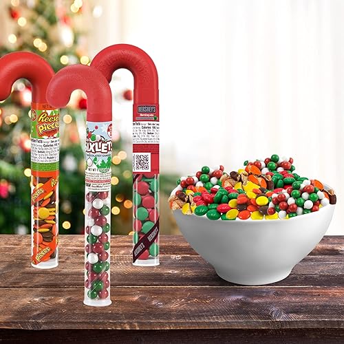 Miniatura 3 de Tubos de plástico de bastón de caramelo rellenos de chocolate recubierto y mantequilla de maní rellenos de calcetines de dulces de Navidad paquete